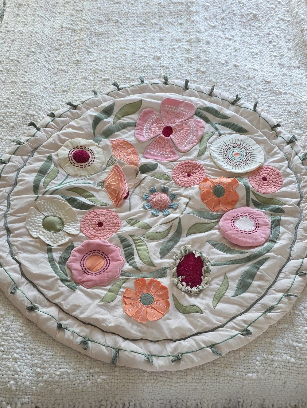Crate and Barell for Kids round Floral Activity sensory Quilt Mat for babies